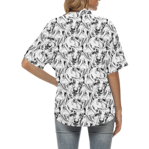 Greyhound Pattern Print Design 01 Women's All Over Print Hawaiian Shirt