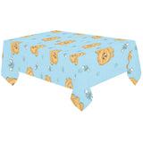 Brown cute pomeranian blue blackground Tablecloth