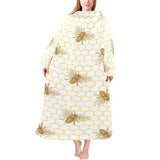 Bee honeycomb seamless design pattern Blanket Robe with Sleeves