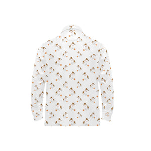 Jack Russel Pattern Print Design 05 Men's Long Sleeve Polo Shirt