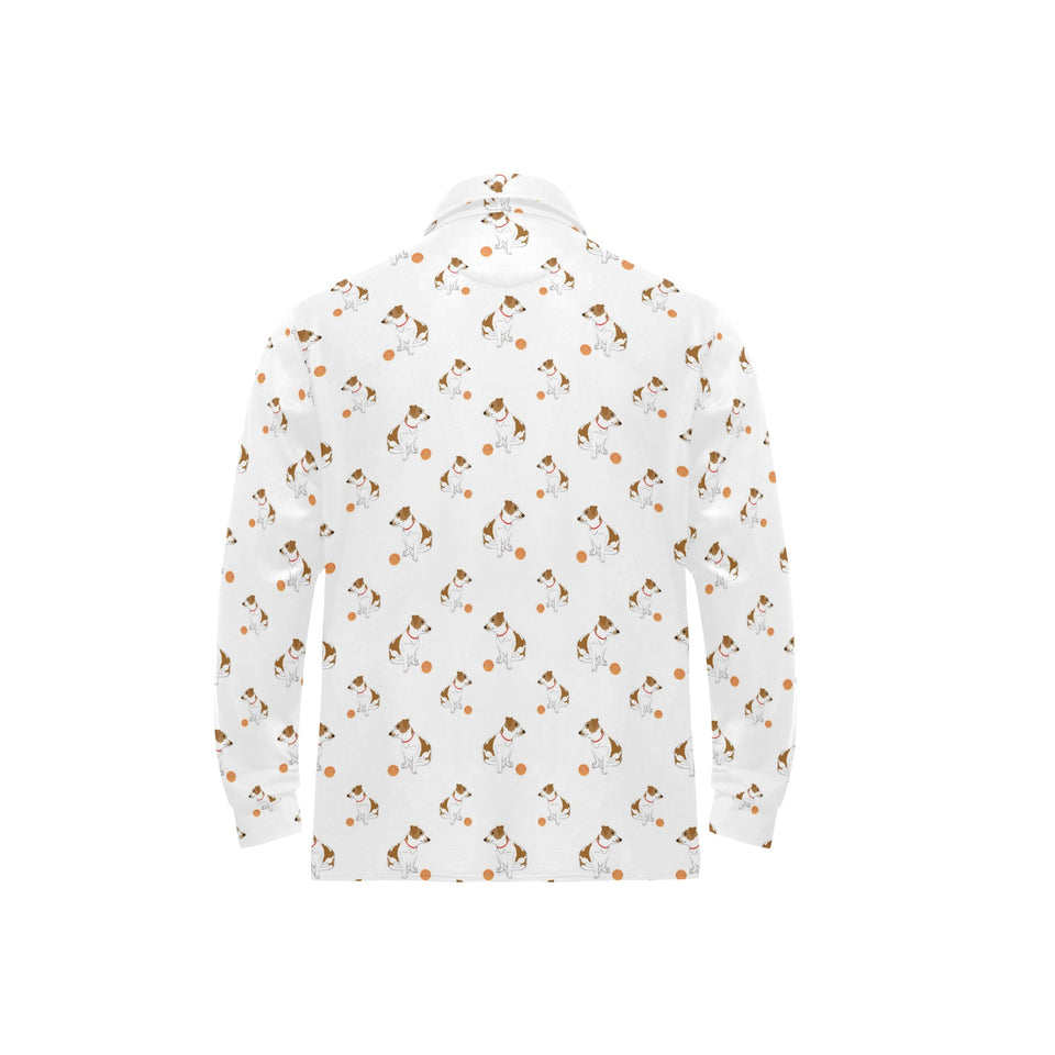 Jack Russel Pattern Print Design 05 Men's Long Sleeve Polo Shirt