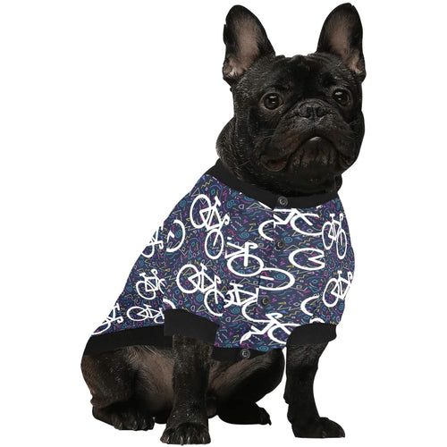 Bicycle Pattern Print Design 03 All Over Print Pet Dog Round Neck Fuzzy Shirt