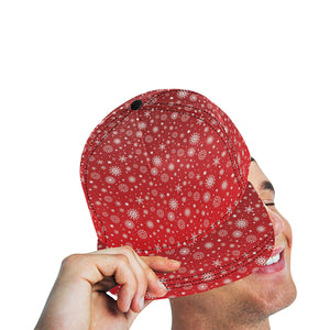 Snowflake pattern red background All Over Print Snapback Cap