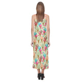 Colorful ice cream pattern V-Neck Open Fork Long Dress