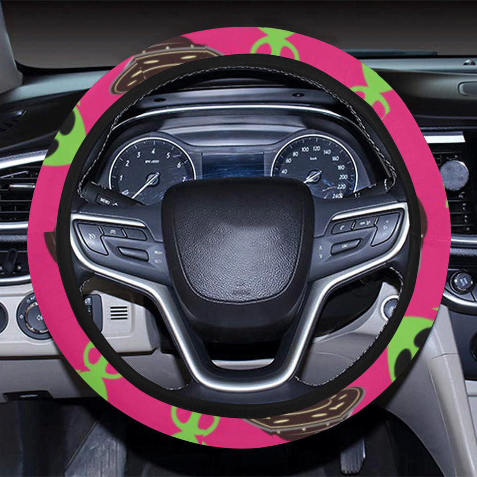 Alien Pattern Print Design 03 Car Steering Wheel Cover