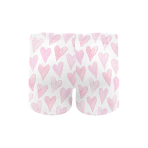 Watercolor pink heart pattern Men's Swimming Trunks