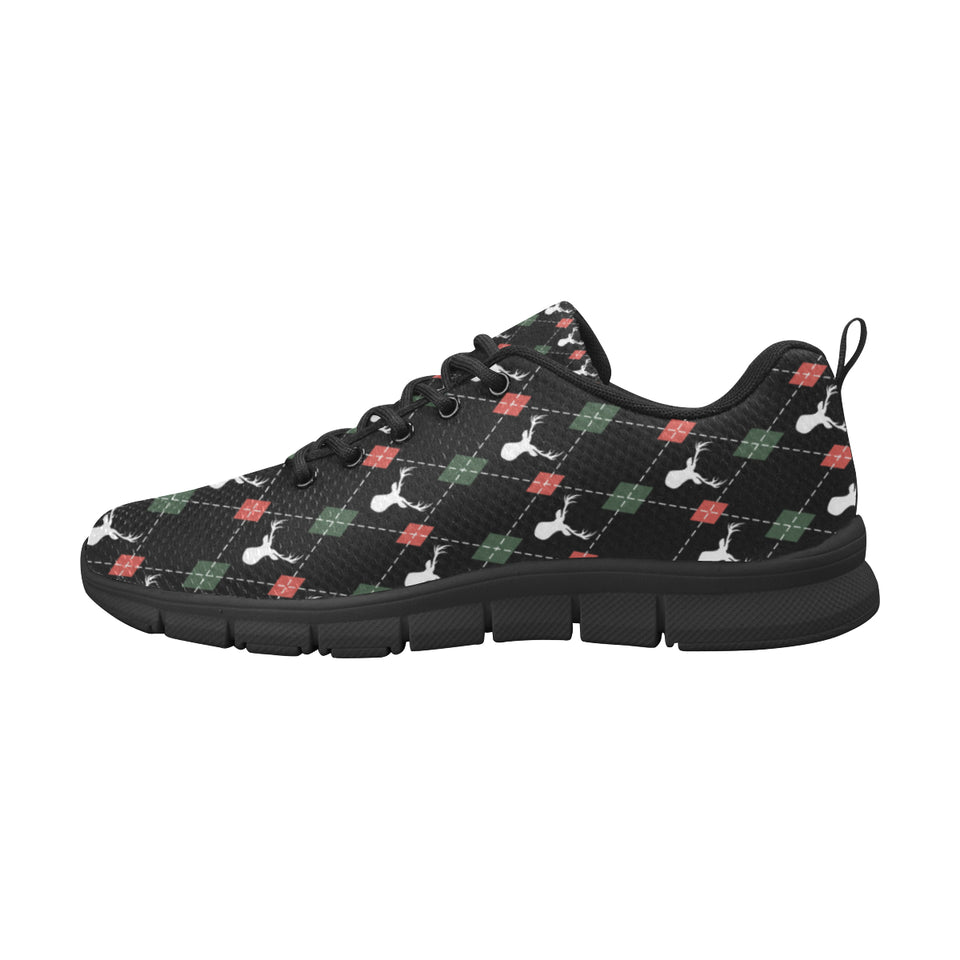 Deer Christmas new year pattern argyle Women's Sneaker Shoes