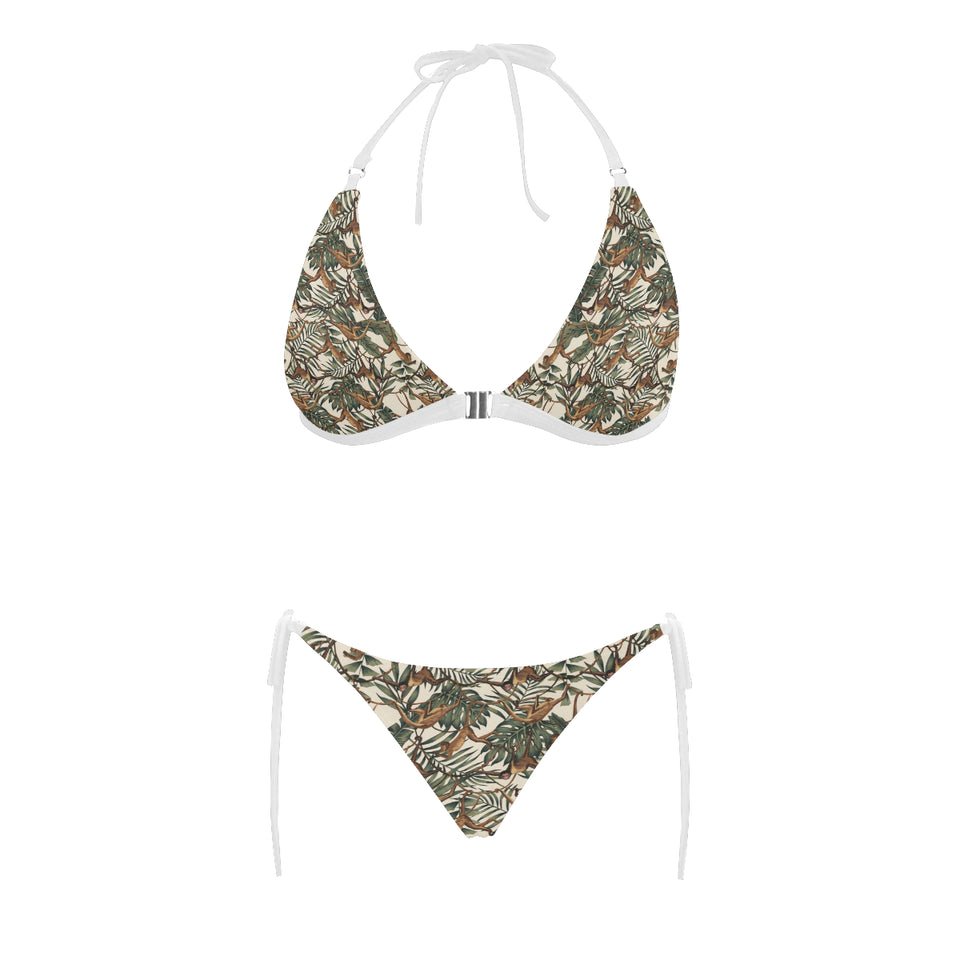 Monkey tropical leaves background Sexy Bikinis Two-Piece Swimsuits