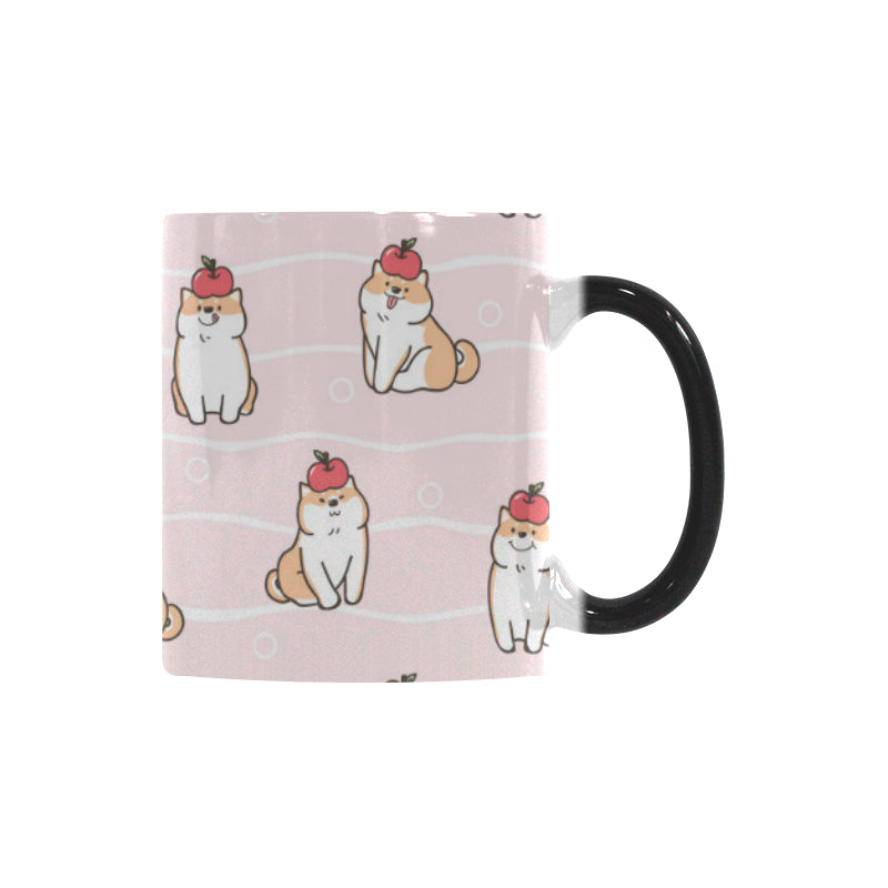 Cute Shiba Inu Dog Apple pattern Morphing Mug Heat Changing Mug