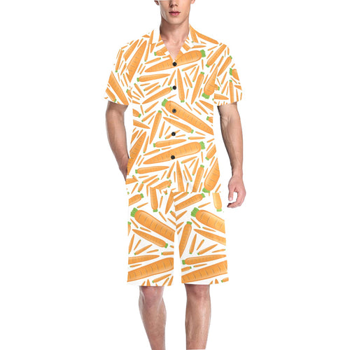 Carrot Pattern Print Design 02 Men's V-Neck Short Pajama Set