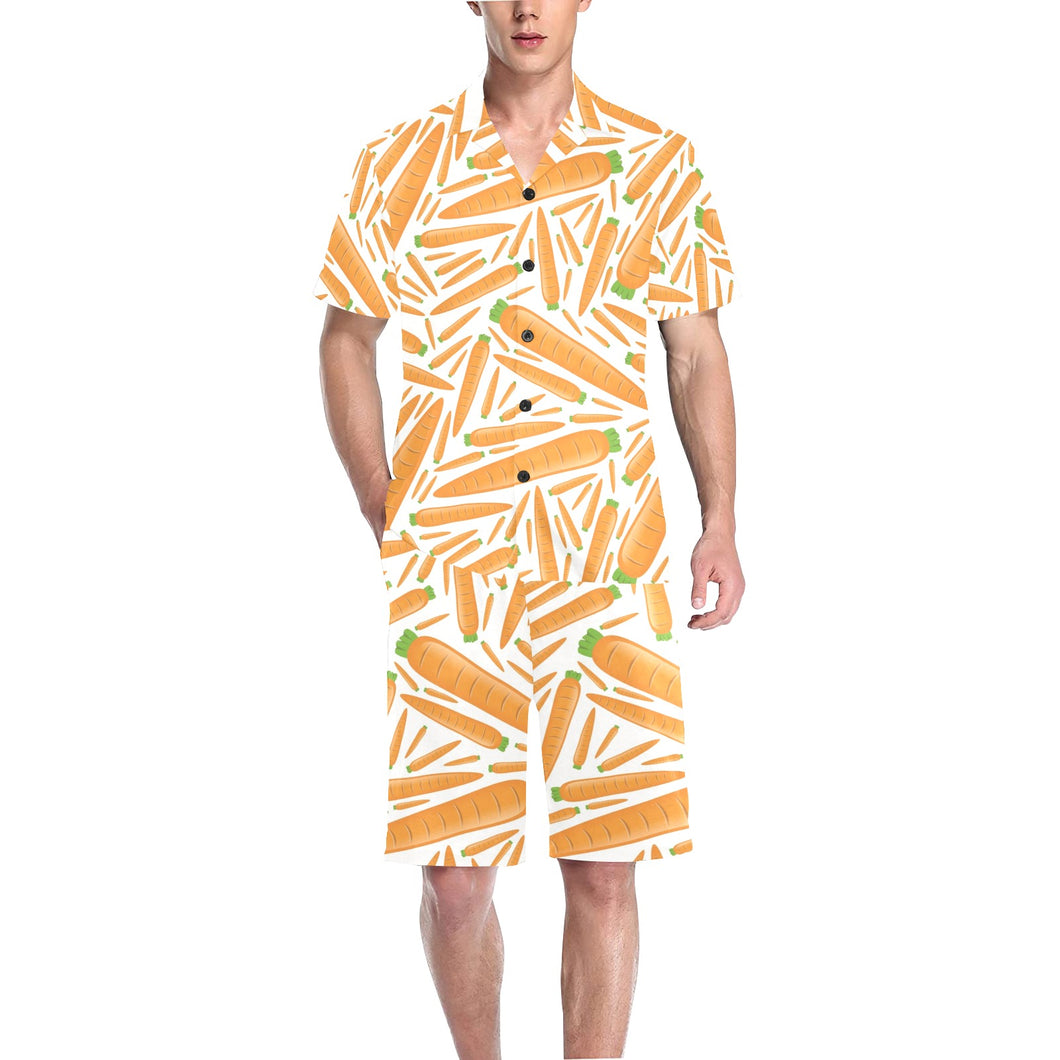 Carrot Pattern Print Design 02 Men's V-Neck Short Pajama Set