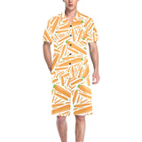 Carrot Pattern Print Design 02 Men's V-Neck Short Pajama Set
