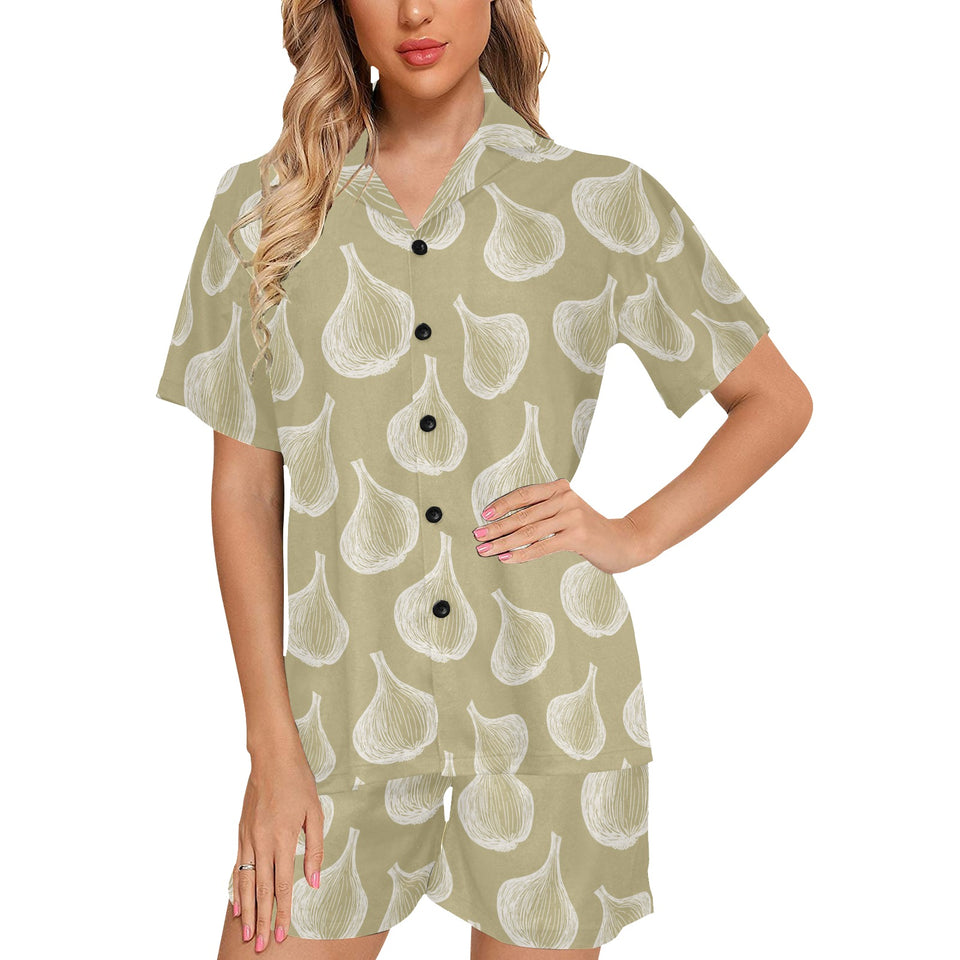 Garlic design pattern Women's V-Neck Short Pajama Set