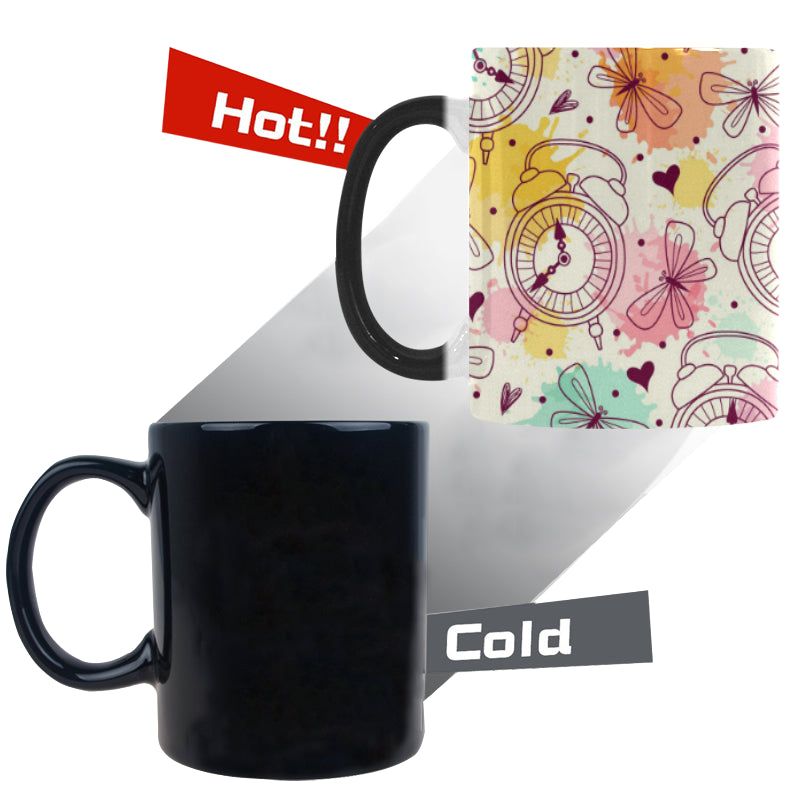 Clock butterfly pattern Morphing Mug Heat Changing Mug