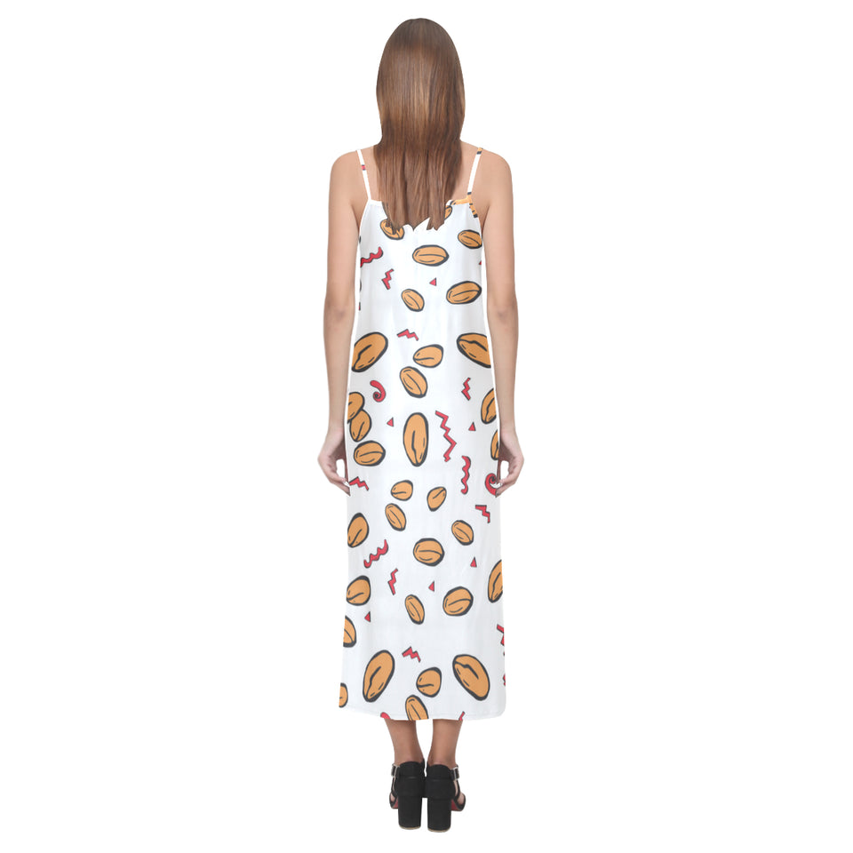 peanuts pattern background V-Neck Open Fork Long Dress