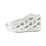 Color hand drawn cacao pattern Men's High Top Canvas Shoes White