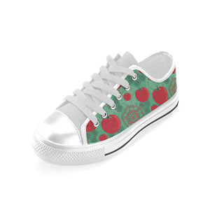 Tomato design pattern Men's Low Top Shoes White