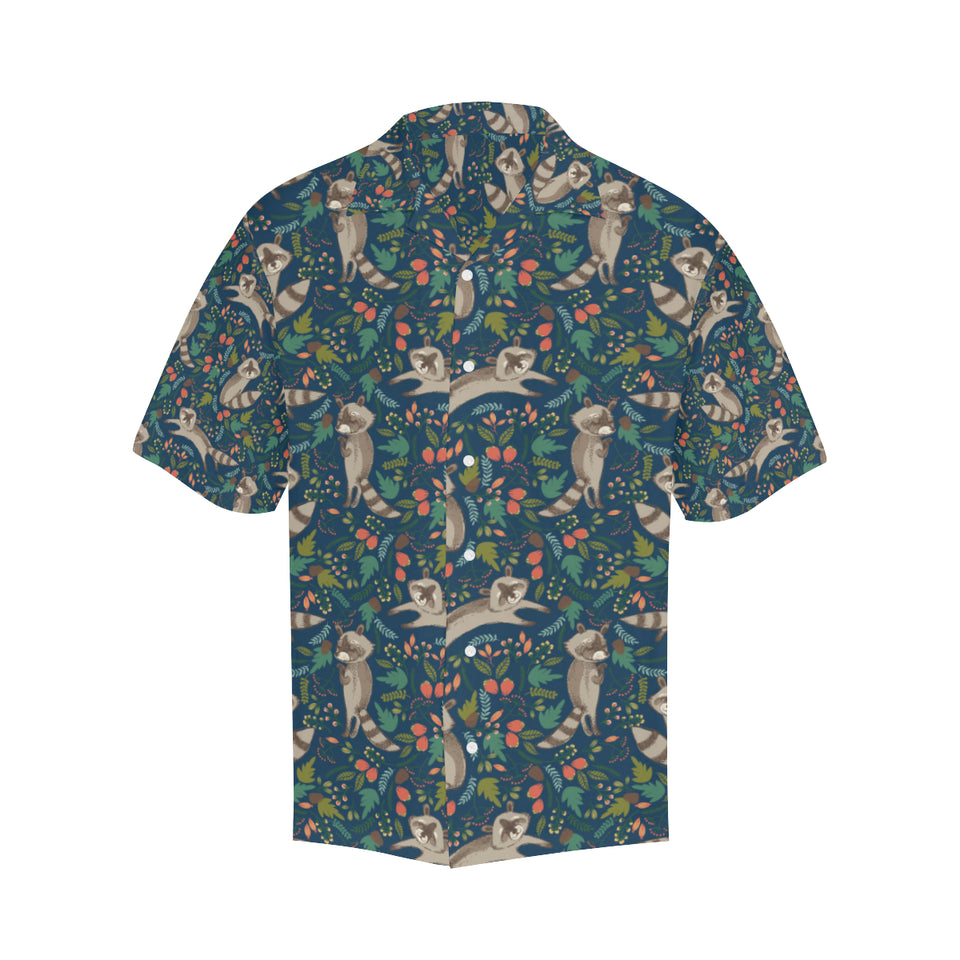 Raccoon tropical leaves pattern Men's All Over Print Hawaiian Shirt