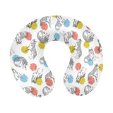 Siberian husky and colorful circle pattern U-Shaped Travel Neck Pillow
