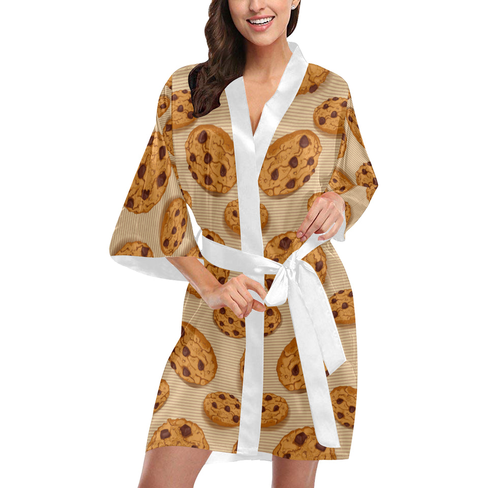Cookie pattern Women's Short Kimono Robe