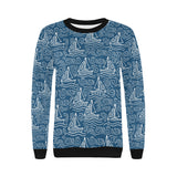 Hand drawn sailboat pattern Women's Crew Neck Sweatshirt