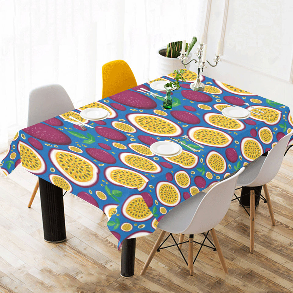Passion fruit blue background Tablecloth