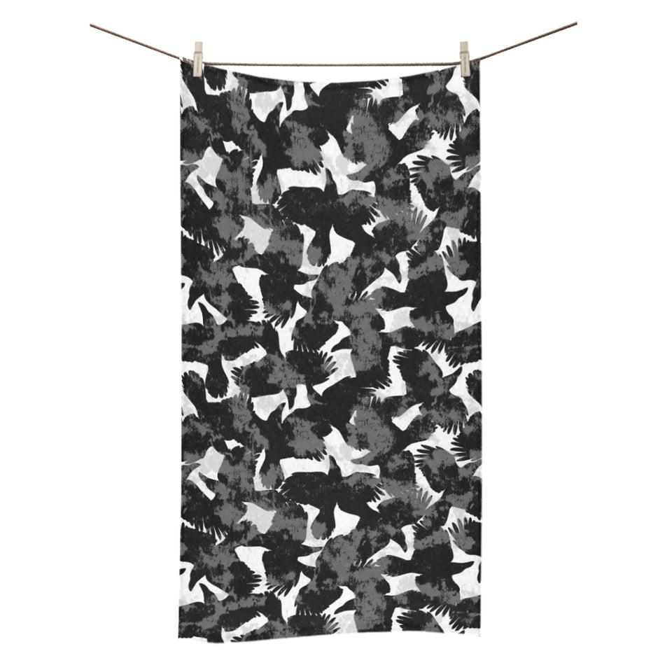 Crow illustration pattern Bath Towel