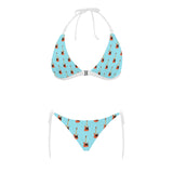 electric guitar pattern light blue background Sexy Bikinis Two-Piece Swimsuits