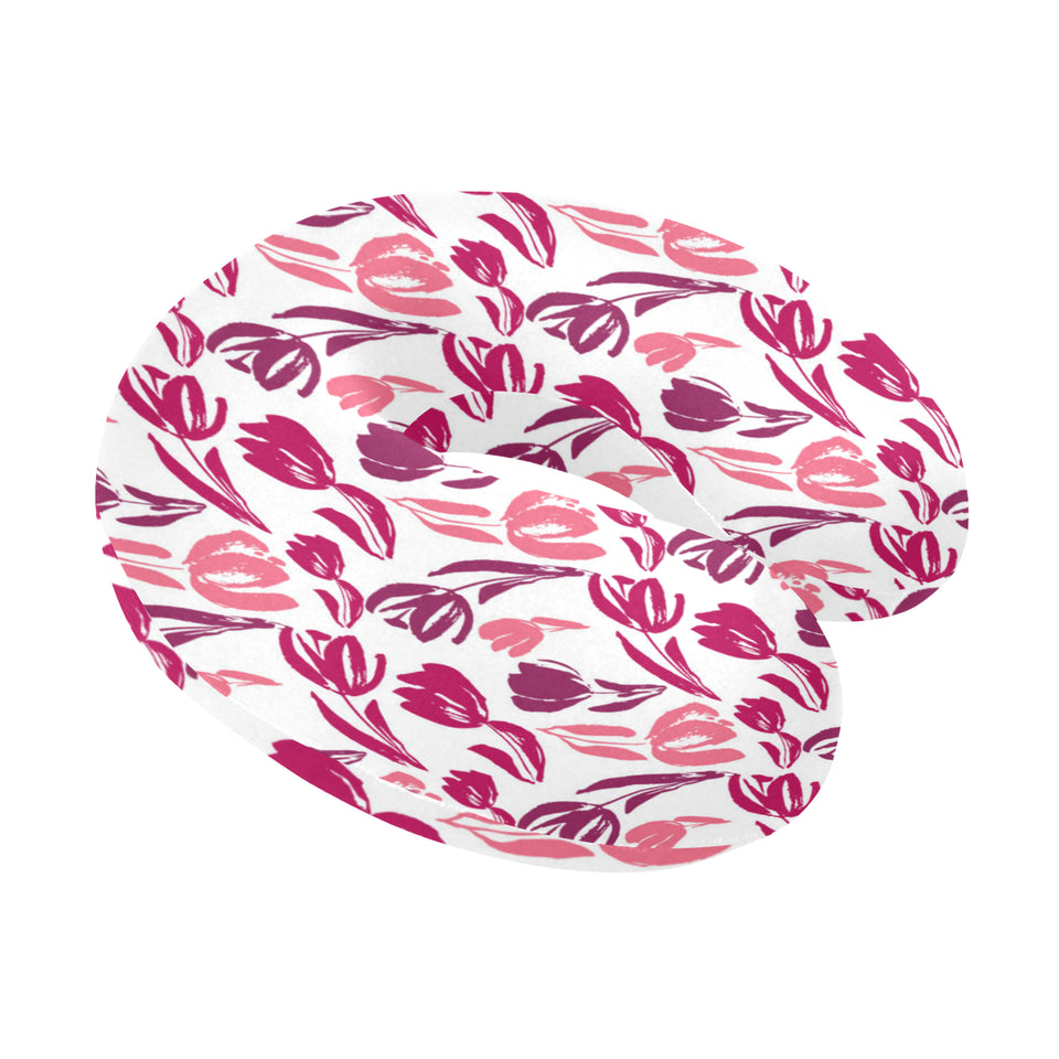 pink sketch tulip pattern U-Shaped Travel Neck Pillow