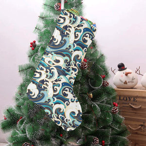 Japanese wave pattern Christmas Stocking