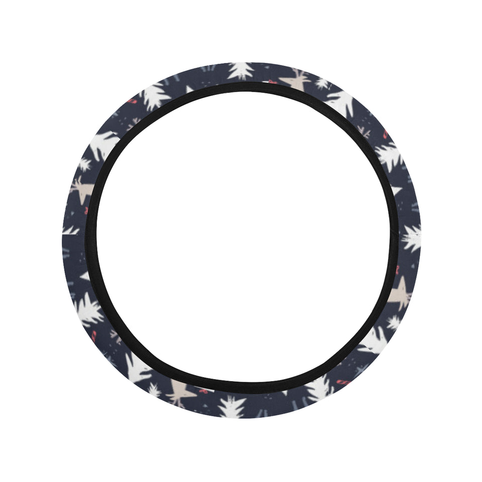 Deers Winter Christmas pattern Car Steering Wheel Cover