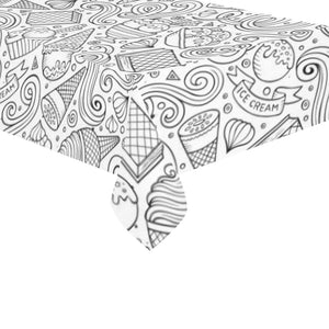 Cartoon hand drawn ice cream black white Tablecloth