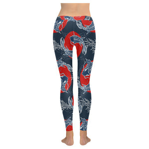 Koi Fish Carp Fishs hand drawn japanese art Women's Legging Fulfilled In US