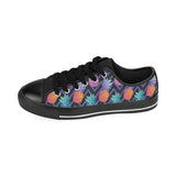 Pineapples pattern zigzag background Men's Low Top Canvas Shoes Black