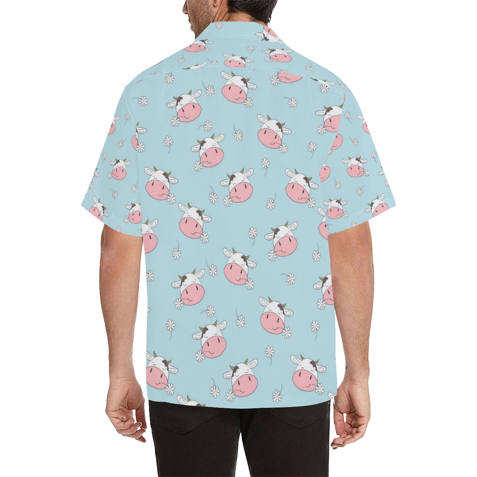 Cute cow flower pattern Men's All Over Print Hawaiian Shirt