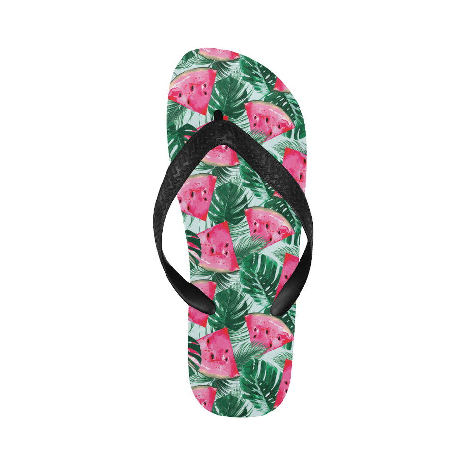 Watermelons tropical palm leaves pattern Unisex Flip Flops