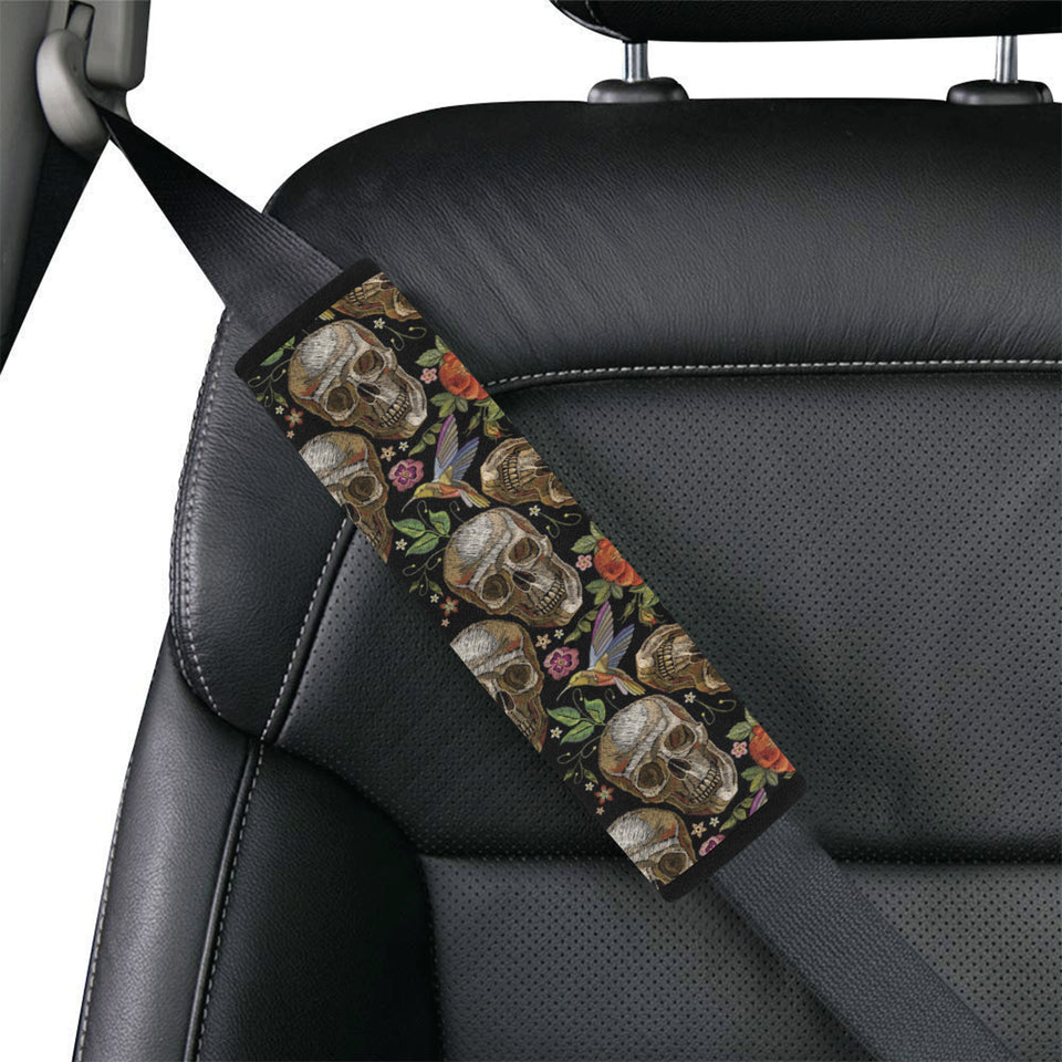 Skull rose humming bird flower pattern Car Seat Belt Cover