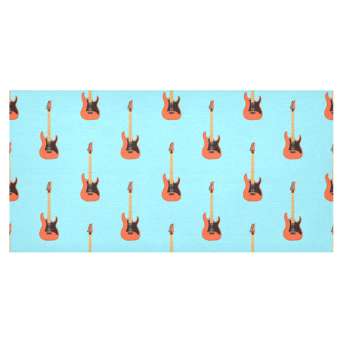 electric guitar pattern light blue background Tablecloth