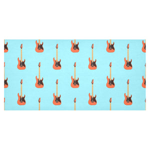 electric guitar pattern light blue background Tablecloth