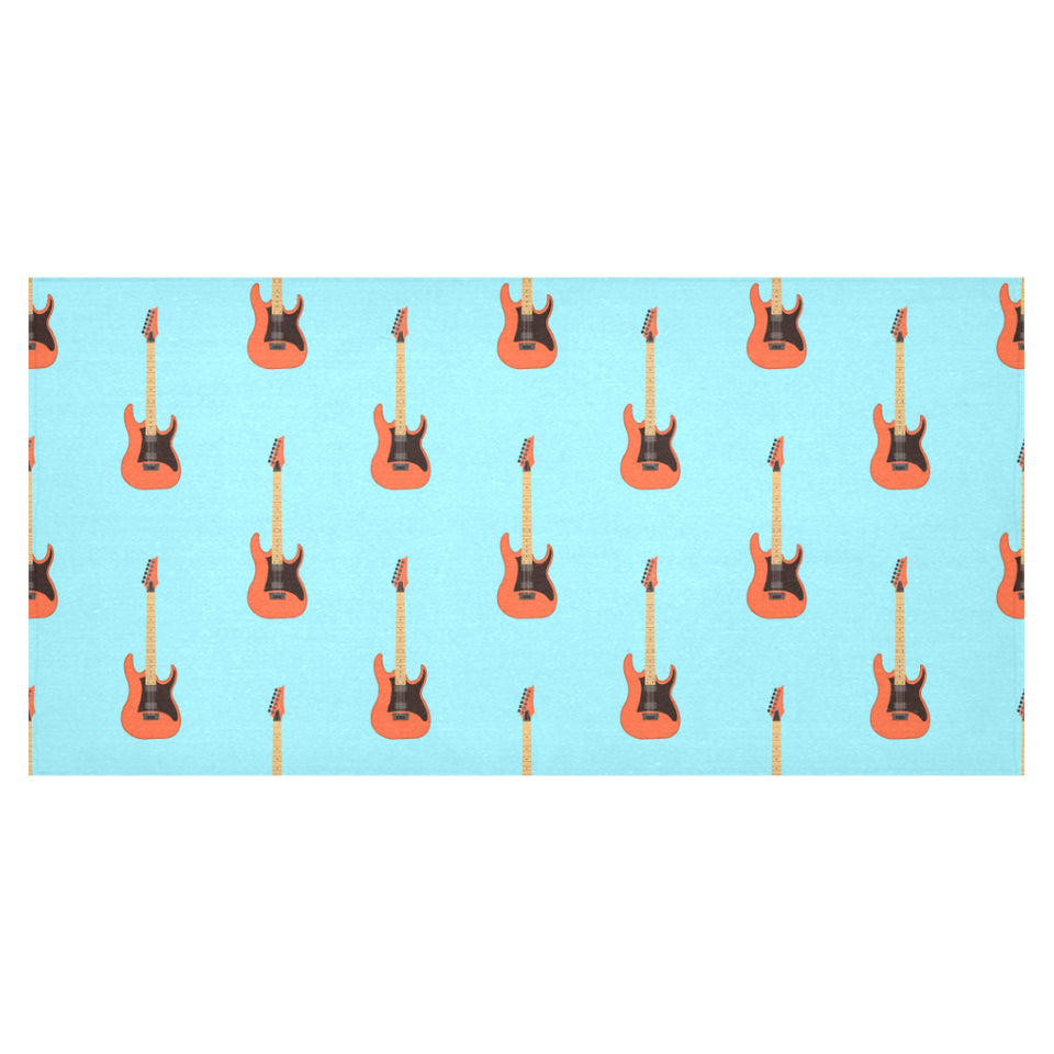 electric guitar pattern light blue background Tablecloth