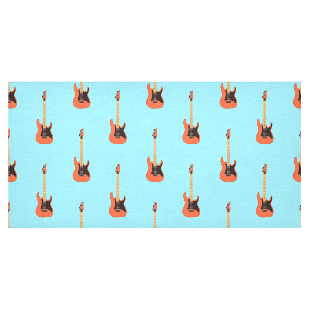 electric guitar pattern light blue background Tablecloth