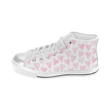 Watercolor pink heart pattern Women's High Top Canvas Shoes White