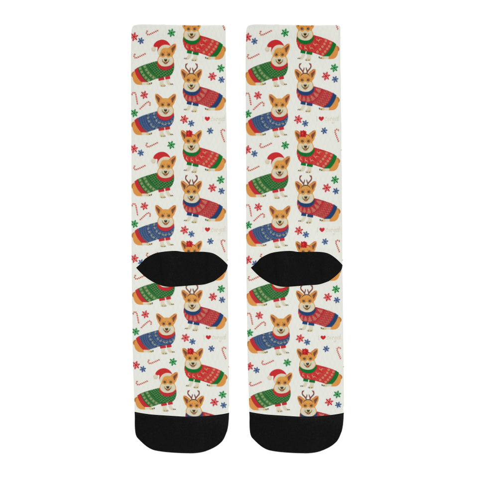 Corgi Christmas Pattern Crew Socks