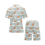 Beautiful deers Winter Christmas Men's V-Neck Short Pajama Set