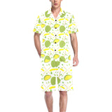 Durian pattern background Men's V-Neck Short Pajama Set
