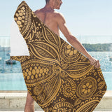 cacao beans tribal polynesian pattern background Beach Towel