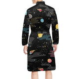 space pattern Men's Long Sleeve Belted Night Robe