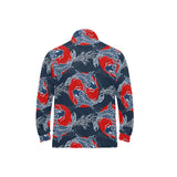 Koi Fish Carp Fishs hand drawn japanese art Men's Long Sleeve Polo Shirt