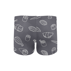 sushi pattern black background Men's Swimming Trunks