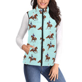Horses running horses rider pattern Women's Padded Vest